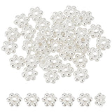 BENECREAT 40PCS 925 Sterling Silver Daisy Spacer Beads, 3x1mm Flower Shape Septal Bead with Silver Polishing Cloth for Earrings,