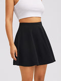 Wedani Women'S & Girl'S Solid High Waist Flared Skater Short Mini Skirt (28 Black),Black,M,Polyester,Contemporary,