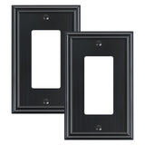 2-Pack Decorator Outlet Cover Plate, Black Decorative Switch Plates and Outlet Covers, Durable Zinc Alloy Wall Plates for Electr