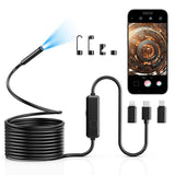 Vorth Endoscope Camera with Light, 1920P HD Borescope with 8 LED Lights, 16.5 FT Semi-Rigid Snake Inspection Camera, IP67 Waterp