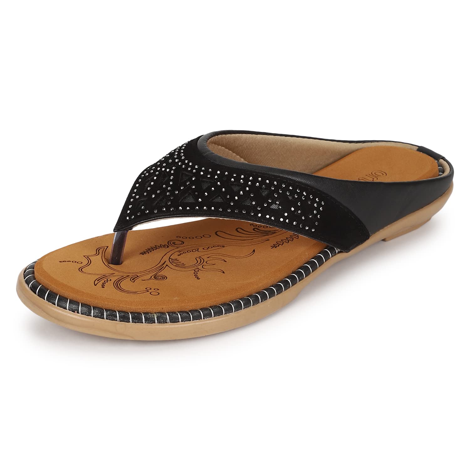 Ortho Joy Doctor Slipper For Women Fancy || Orthopedic Women'S Slipper || Comfortable Slippers For Women,Black,4,B0C3VQTP3T
