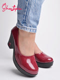 Shoetopia Solid Cherry Pumps For Girls-Eu38,Bronze,5,B0D5HCLDV1