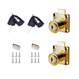 Cabinet Drawer Locks with Keys- XIEHE 138 Zinc Alloy Replacement Door Locker Keyed Alike 2 Pack Cylinder Diameter 0.75 Inch Gold