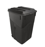 CNEIESD 45 Gallon Wheeled Heavy Duty Plastic Garbage Can with Attached Lid - Rugged Wheels, Easy Grip Handle for Indoor/Outdoor 