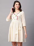 Gosriki Women'S Pure Cotton Flounce Sleeve Embroidery Ruffle Smock Dress (Jack-Dress-Cream_M-Gs_Cream_Medium),Cream,,B0BSH71KVP