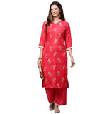 Gosriki Women'S Cotton Straight Kurta With Palazzo (Kpz-Cot-10005-Red_S-Go_Red_Small),Red,,B09LR4QP1R