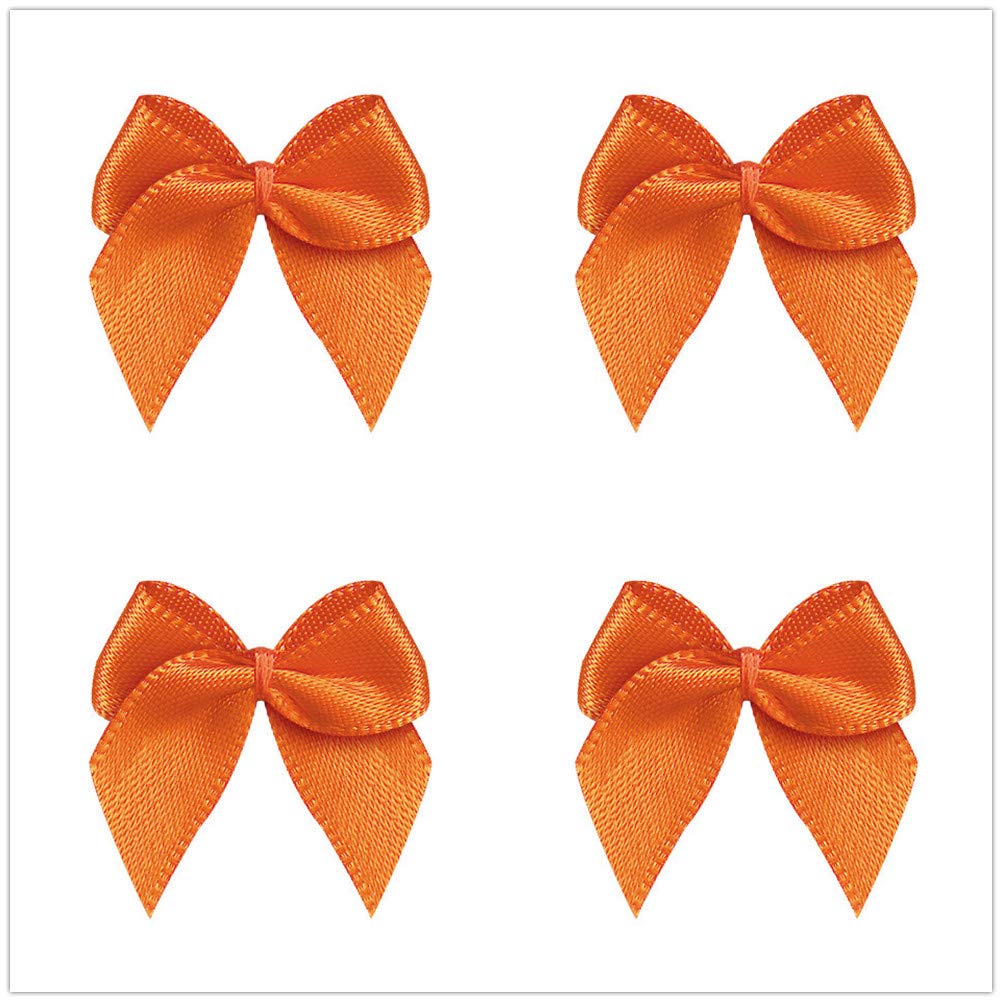 VIVIQUEN 50pcs Mini Satin Ribbon Bows Ribbon Flowers 25mm x 26mm Appliques DIY Craft for Sewing, Scrapbooking, Wedding, Gift (Or