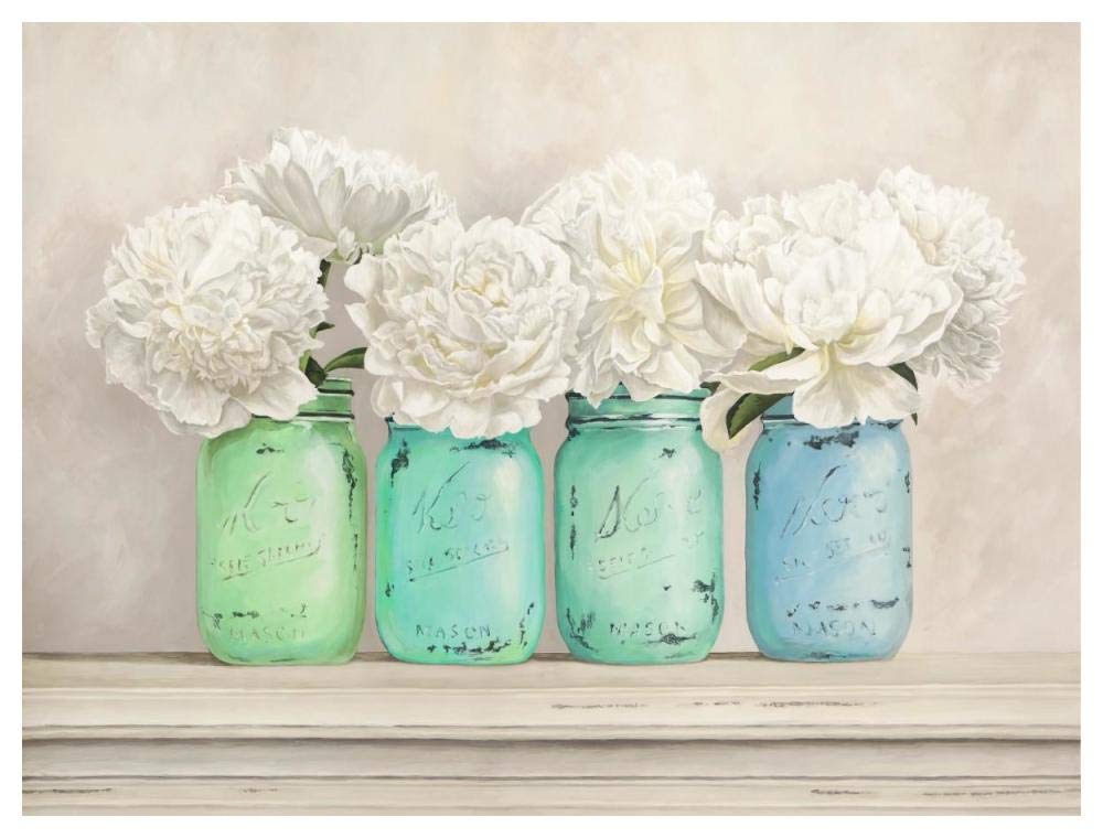 Peonies In Mason Jars-Paper Art-50,,X38,,