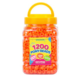 Pony Beads Bulk 1100+ pcs Orange Plastic Beads Bulk for Bracelet Making,Hair Braiding DIY Crafts Kandi Jewelry Key Chains and Or
