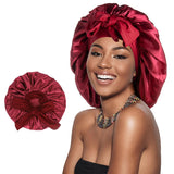 Zibuyu 1 Pc Silk Blend Satin Bonnet, Adjustable Tie, One Size, Claret