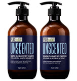 Unscented Shampoo and Conditioner Set - Fragrance Free, Sulfate Free - Moisturizing Hair and Scalp Care - Hydrating Salon Formul