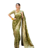 Leriya Fashion Womens Pure Jacquard Banarasi Kanjivarm Cotton Silk Saree with Blouse Piece | Saree Printed (Green)