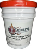 Republic Oil 3% Moly #1 High Temp Lithium Complex Heavy Duty Grease 35LB Pail | Better in Winter | Bucket | Fifth Wheels | Pins 