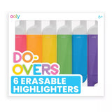 Ooly DoOvers Erasable Highlighters [Set of 6] Chisel TipFor Note Taking, Drawing, Art Supplies, School Supplies for Kids of 