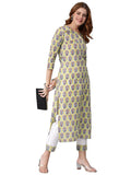 Anni Designer Women'S Cotton Blend Traditional Straight Printed Kurta With Pant Set (Who Green_Xl_Green_X-Large),Green,XL
