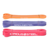 Serious Steel Fitness 41 Assisted Pull-up Band Sets, Stretching, Powerlifting, and Resistance Training (Orange, Purple, Red)