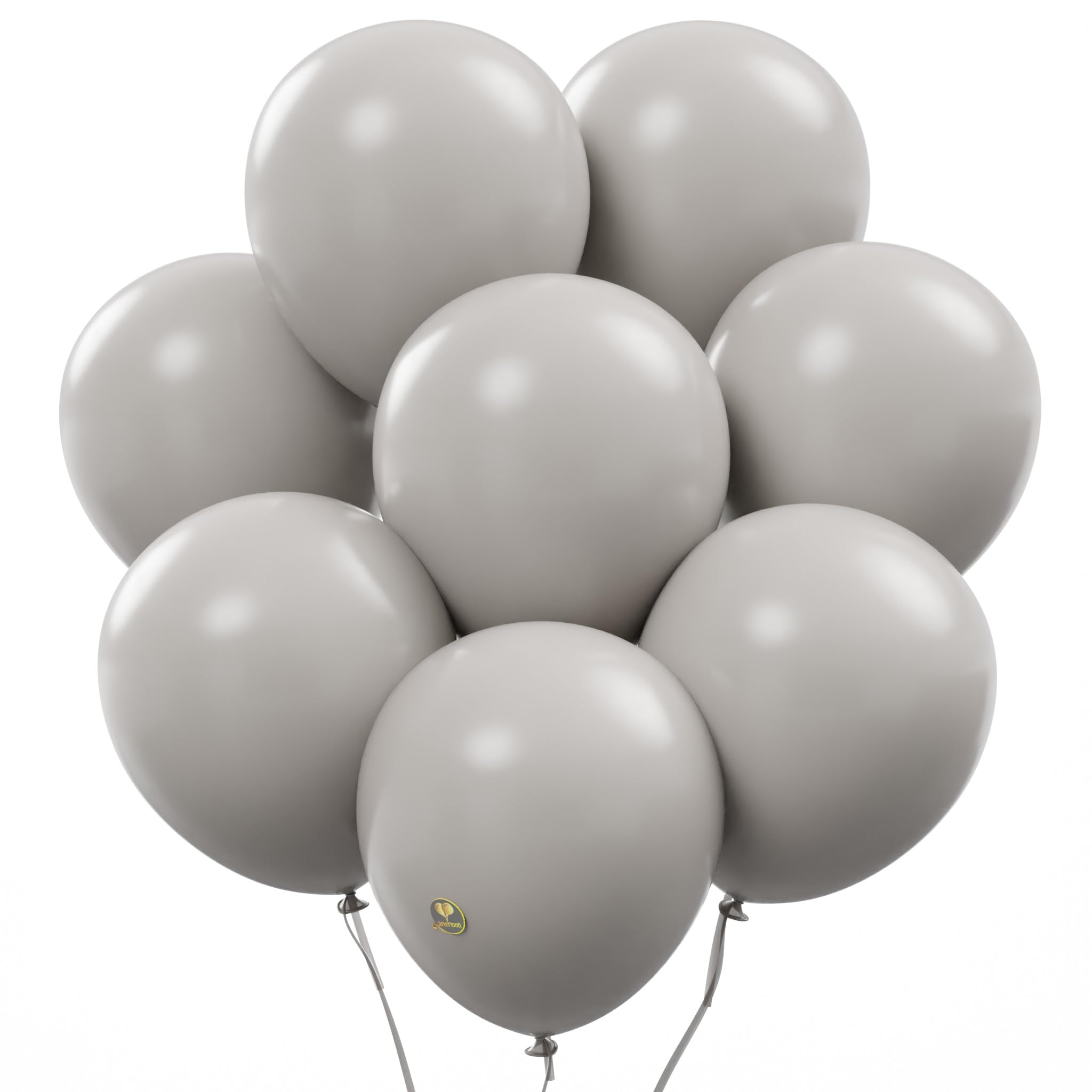 AFTERLOON Biodegradable Balloons Gray 12 Inch 100 Pack, Matte Color Thickened Extra Strong Latex Helium Float, for Baby Shower G