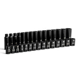Capri Tools 3/8Inch Drive Shallow and Deep Impact Socket Set, Metric, 8 to 22 mm, Premium Chrome Molybdenum Steel, 30Piece