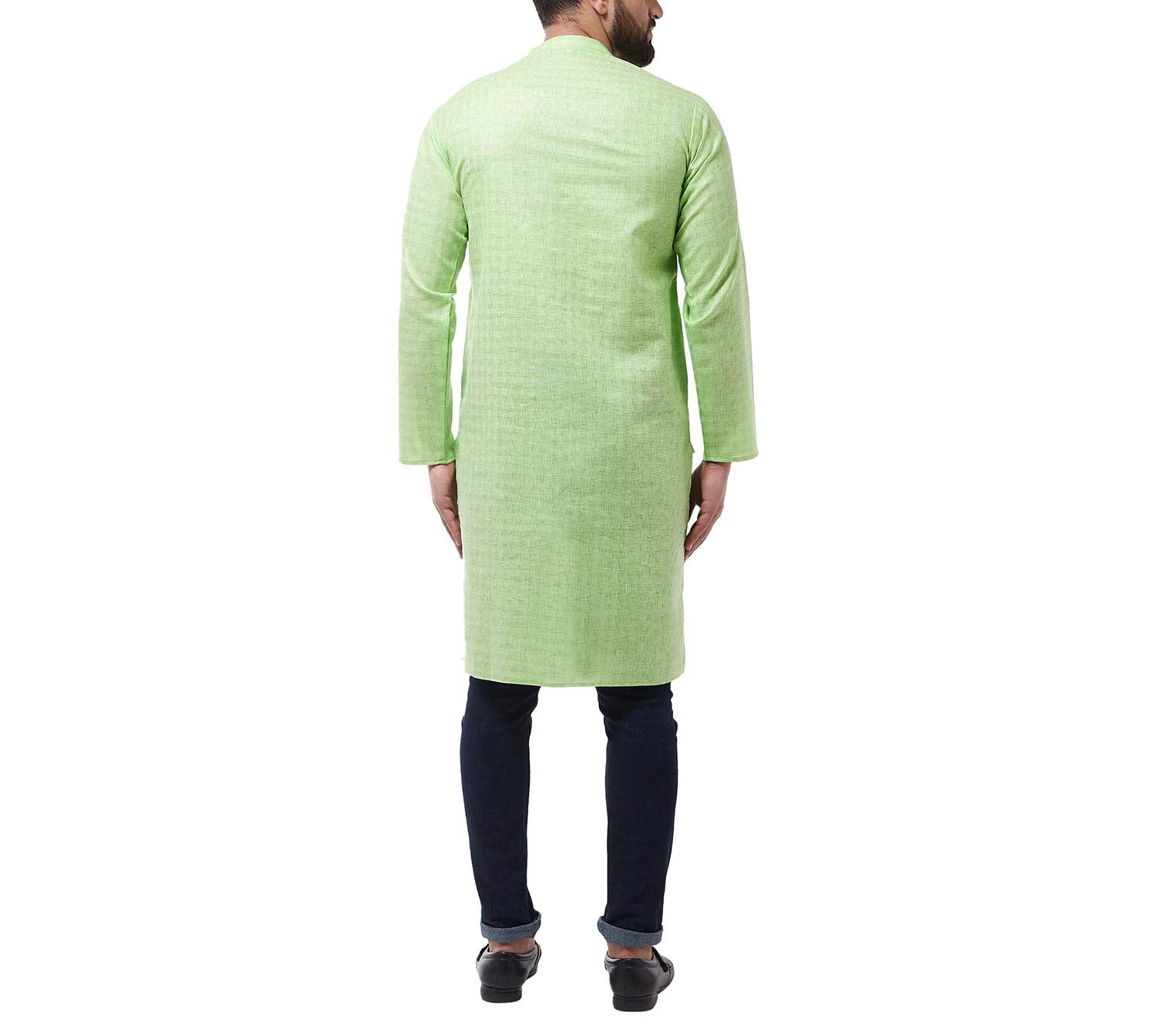 Sojanya (Since 1958 Men'S Cotton Blend Green Woven Design Only Long Kurta Size: 44
