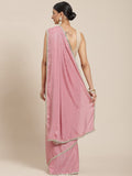 Womanista Womens Crepe Saree (Pink)