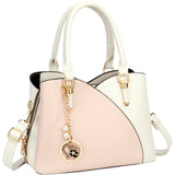 KKXIU Triple Compartments Purses and Handbags for Women Fashion Ladies Satchel Shoulder Top Handle Bag (White Pink)