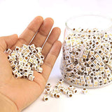 DAHI 1000Pcs Square Acrylic Gold Alphabet Beads A-Z 6 * 6mm Cube Letters Beads for Bracelets Necklaces Jewelry Making(Gold White
