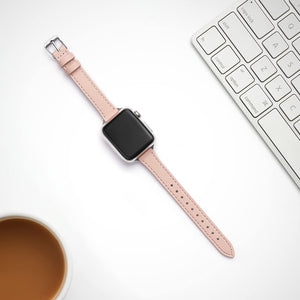 STIROLL Slim Leather Bands Compatible with Apple Watch Band 38mm 40mm 41mm 42mm 44mm 45mm 49mm,Top Grain Leather Watch Thin Wris