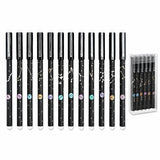 12 Pcs Erasable Gel Pens 0.5 mm Fine Point Black Barrel Pens with Zodiac Constellation Designs Smooth Writing Retractable Style
