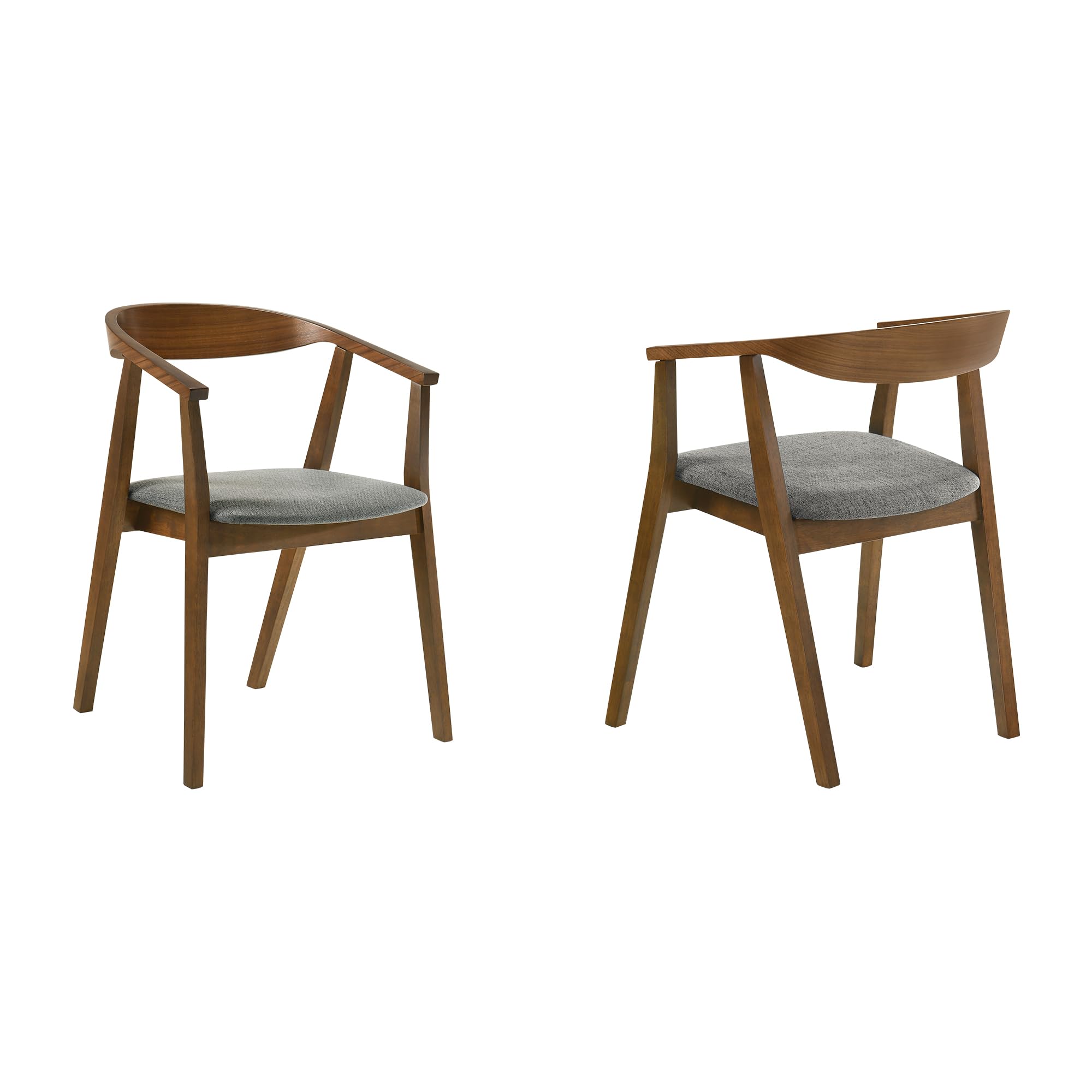 Armen Living Santana Wood Dining Chair In Walnut Finish With Charcoal Fabric - Set Of 2