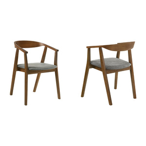 Armen Living Santana Wood Dining Chair In Walnut Finish With Charcoal Fabric - Set Of 2