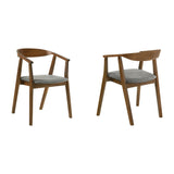 Armen Living Santana Wood Dining Chair In Walnut Finish With Charcoal Fabric - Set Of 2