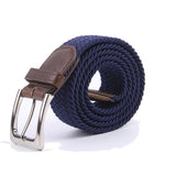 Canvas Elastic Fabric Woven Stretch Multicolored Braided Belts 2041Navy2Xl