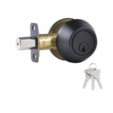 Comfhouse 1 Side Keyed Deadbolt Lock,Single Cylinder Dead Bolt, Matte Black Round Exterior Keyed Front Entry Inside Door Deadbol