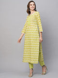 Gosriki Women'S Cotton Blend Straight Printed Kurta With Pant (Karika Green-Gs_Xxl_Green_Xx-Large),Green,2,B0C5JVKTJ5