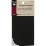 Dritz Denim, 5 x 5Inch, 2 Count, Black IronOn Patches