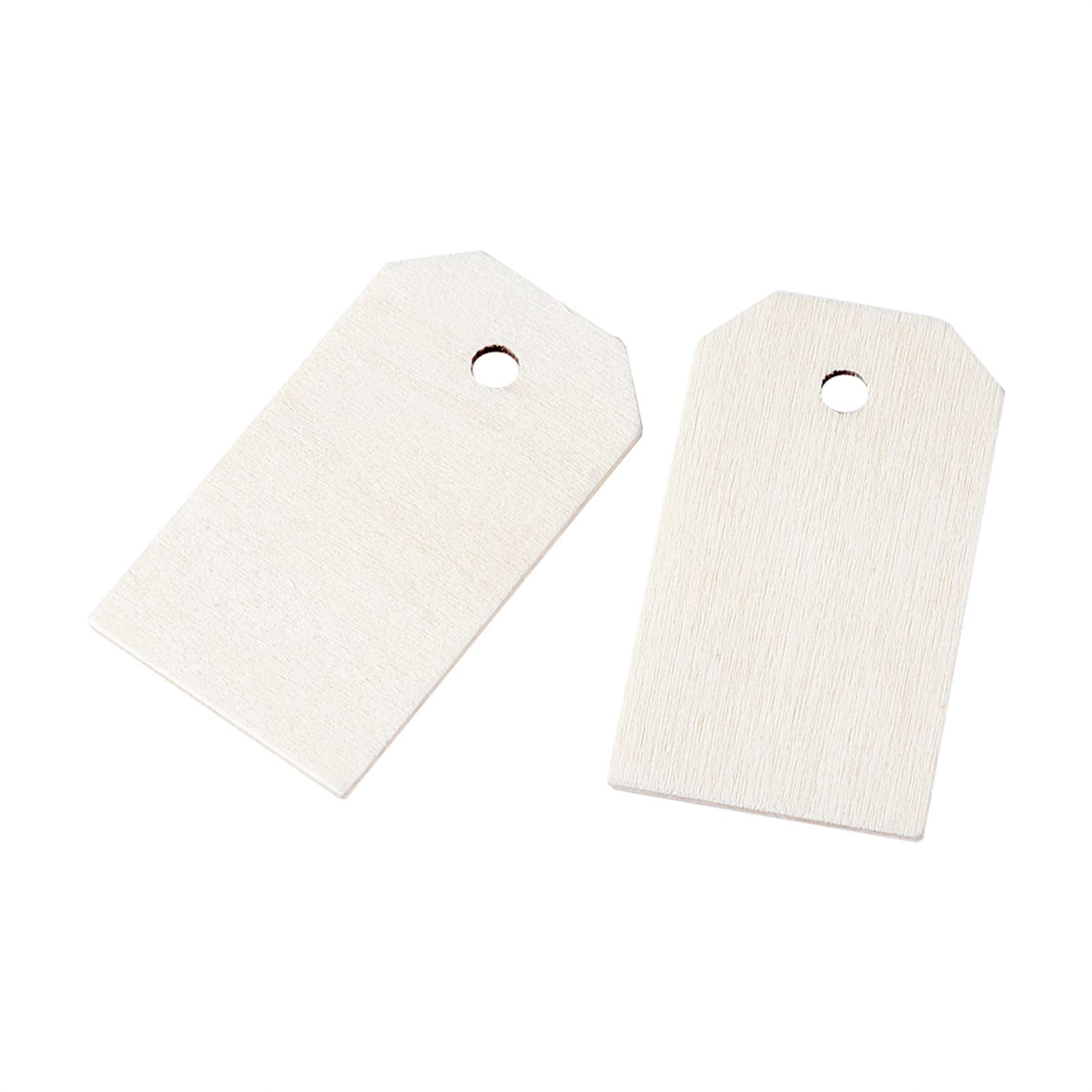 Craftdady 100Pcs Rectangle Wooden Big Stamping Hanging Tags 2-1/5x1-1/5 Diameter Unfinished Blank Wood Slices Pieces Ornaments P