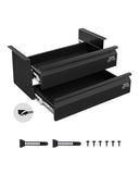 VEVOR 16 Wide Under Desk Drawer Slide Out, Under Desk Mounted Pull-out Drawer Attachment, Hidden Desktop 2 Layer Storage Organiz