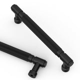 Asidrama 10 Pack 5 Inch(128mm) Matte Black Cabinet Pulls Knurled Kitchen Cabinet Handles, Cabinet Pull Kitchen Cabinet Hardware 