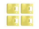 QCAA Solid Brass Extended Lip Strike, 3''X2-1/4, Polish Brass, 4 Pack, Made in Taiwan