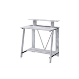 Benjara Writing Desk with V Shaped Frame, White and Black