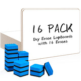 Dry Erase LapBoards, PANDRI 16 Pack Double Sided 12.5 x 9 Inch Whiteboards with 16 Erasers, Dry Erase Boards for Office Students