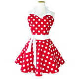 Hyzrz Lovely Sweetheart Retro Kitchen Aprons Woman Girl Cotton Polka Dot Cooking Salon Dress Pinafore Vintage Apron Mothers Gift