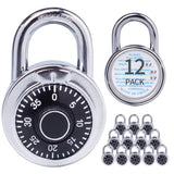 XanHen Combination Padlocks with Metal Body, Indoor Use for Gym Lockers & School Locker, Black, 12-Pack