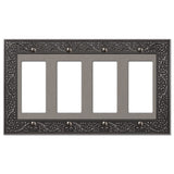 Amerelle 43R4AN English Garden Wallplate, 4 Rocker, Antique Nickel