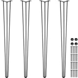 VEVOR Hairpin Table Legs 40 Black Set of 4 Desk Legs 880lbs Total Load Capacity Hairpin Desk Legs 3 Rods for Bench Desk Dining E