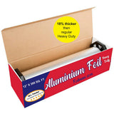 Ultra-Thick Heavy Duty Household Aluminum Foil Roll (12x 300 Square Foot Roll) with Sturdy Corrugated Cutter Box - Heavy Dut