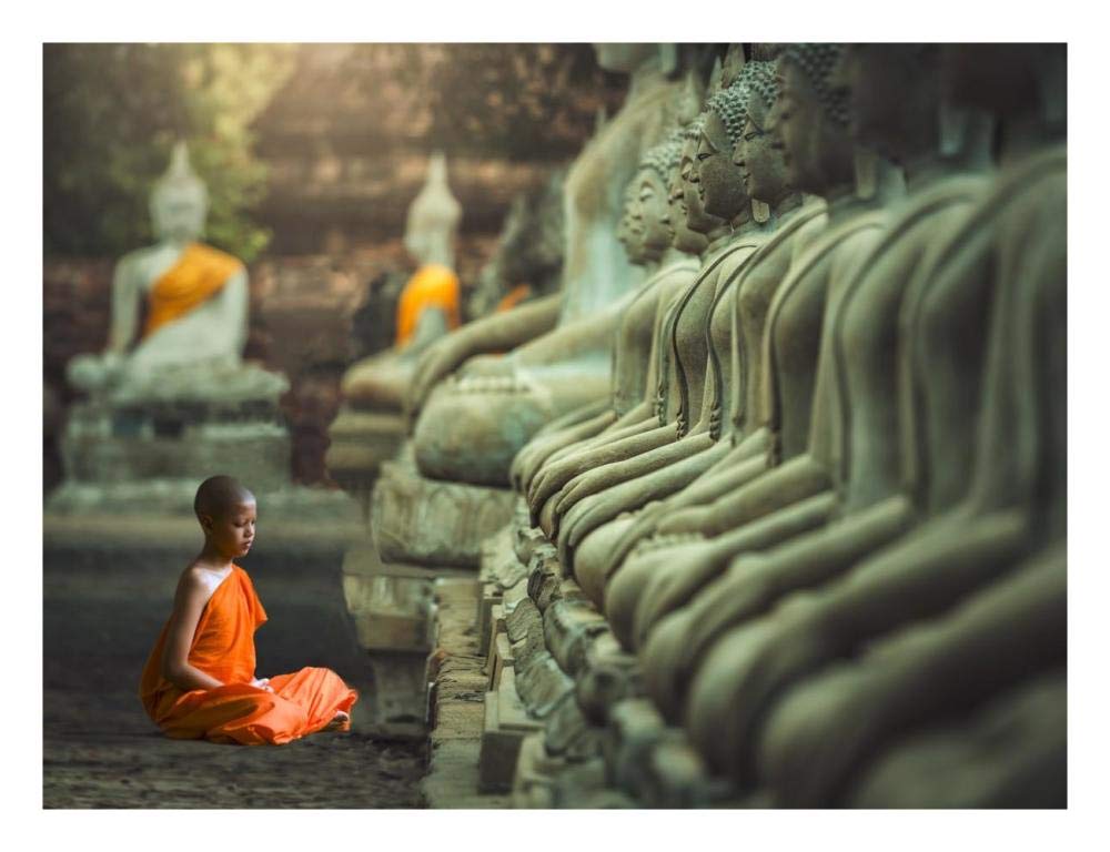 Young Buddhist Monk Praying, Thailand-Paper Art-26,,X20,,