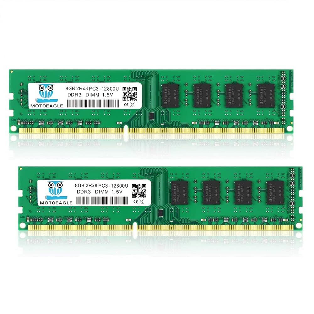 16GB (2X8GB) PC3-12800U DDR3-1600 UDIMM 2Rx8 DIMM RAM DDR3 8GB 1600MHz SDRAM 240-Pin 1.5V CL11 Non-ECC Desktop PC Memory Kit