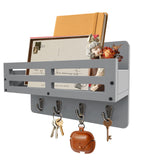 KISENG Key Holder Wall Mount Farmhouse Key Hooks for Wall with Mail Organizer Decorative Key Rack with 4 Sturdy Hooks for Dog Le