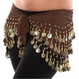 Yuppin WomenS Belly Dancing Belt Colorful Waist Chain Belly Dance Hip Scarf Belt (Brown)